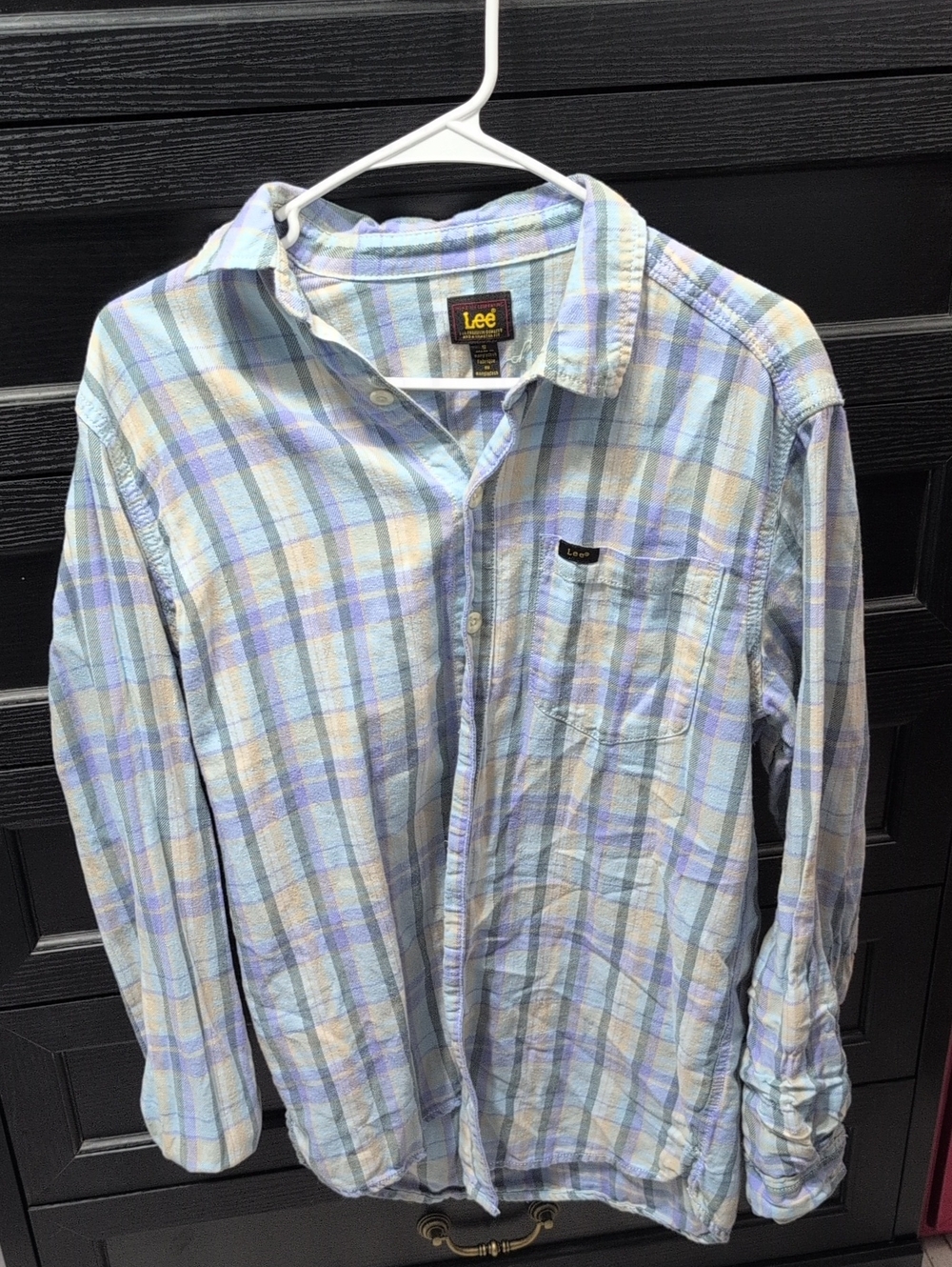 Lee Pastel Blue and Cream Plaid Button-Down Shirt